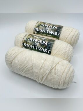 Mary Maxim Aran Irish Worsted Yarn Ivory Lot of 3